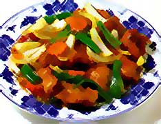 白身魚と野菜の甘酢炒め画像